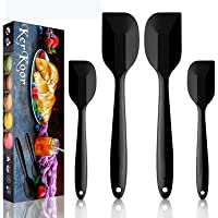 4 Espátulas de Silicona Resistentes al Calor sin BPA Núcleo de Acero Inoxidable Para Hornear o Cocinar (negro)